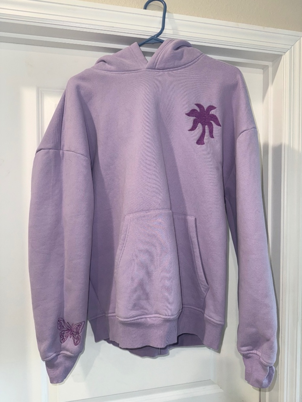 Pink palm puff hoodie XL EUC